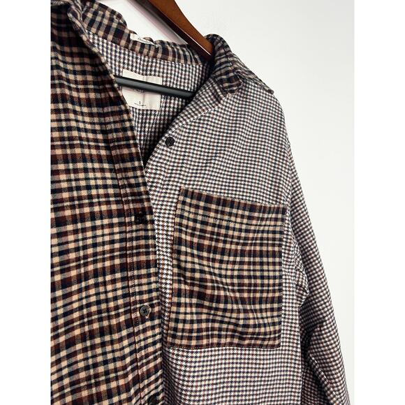 Abercrombie & Fitch Shirt Women Small Brown Flannel Oversized - Picture 2 of 6
